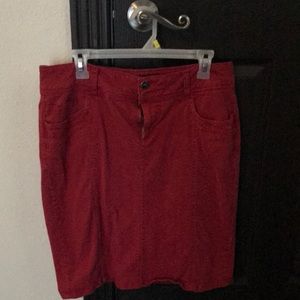 Red denim skirt